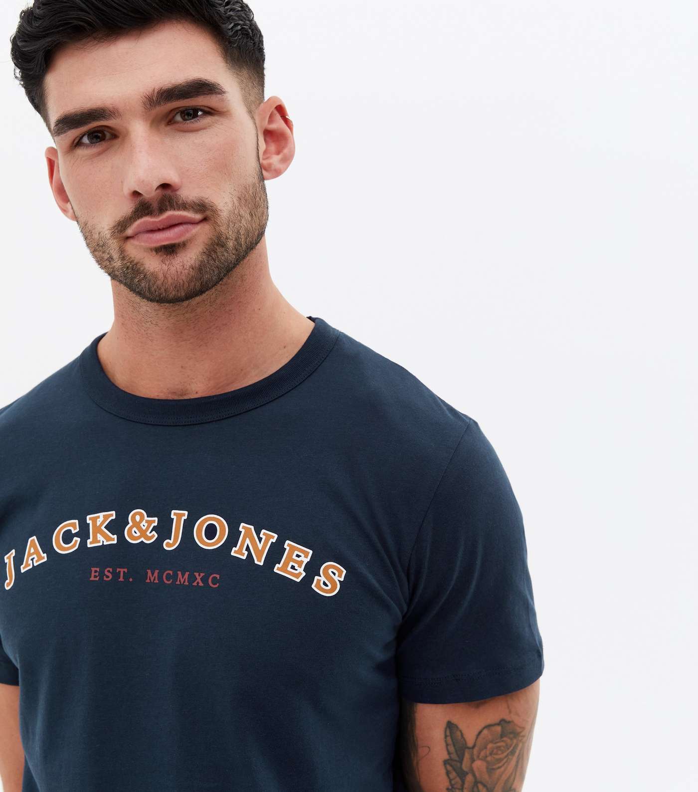 Jack & Jones Navy Logo Short Sleeve Crew Neck T-Shirt Image 3