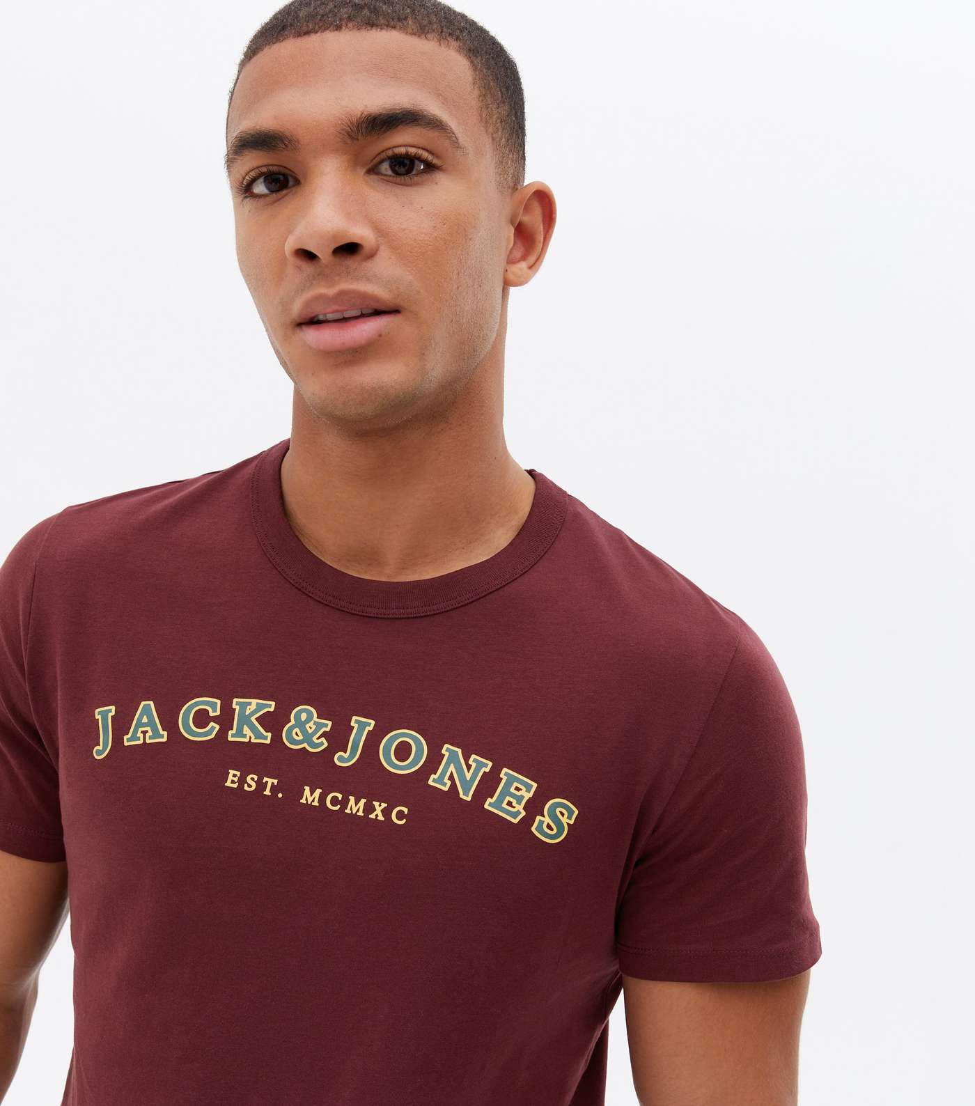 Jack & Jones Dark Red Logo Short Sleeve Crew Neck T-Shirt