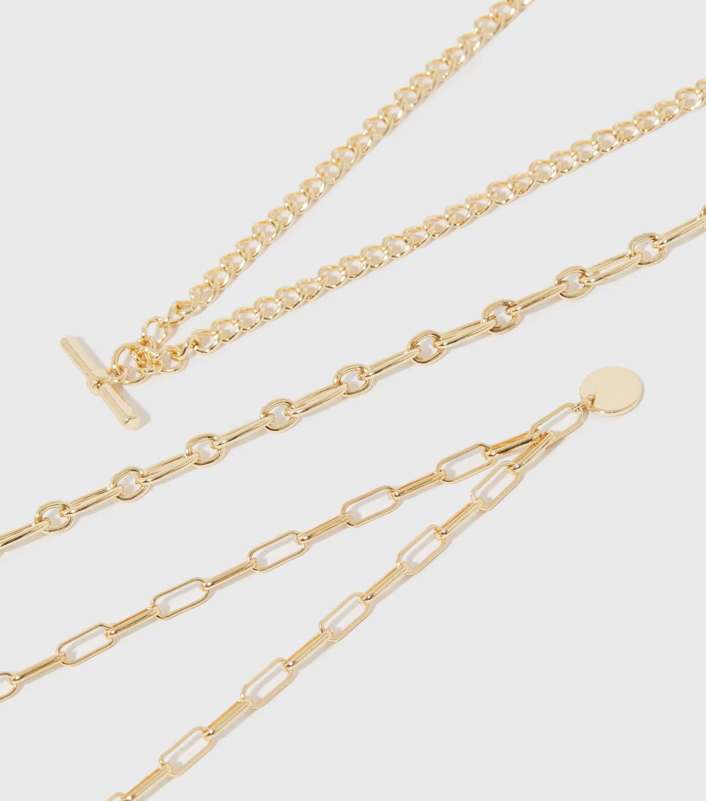 Little Mistress 3 Pack Gold T Bar Layered Necklace Image 2
