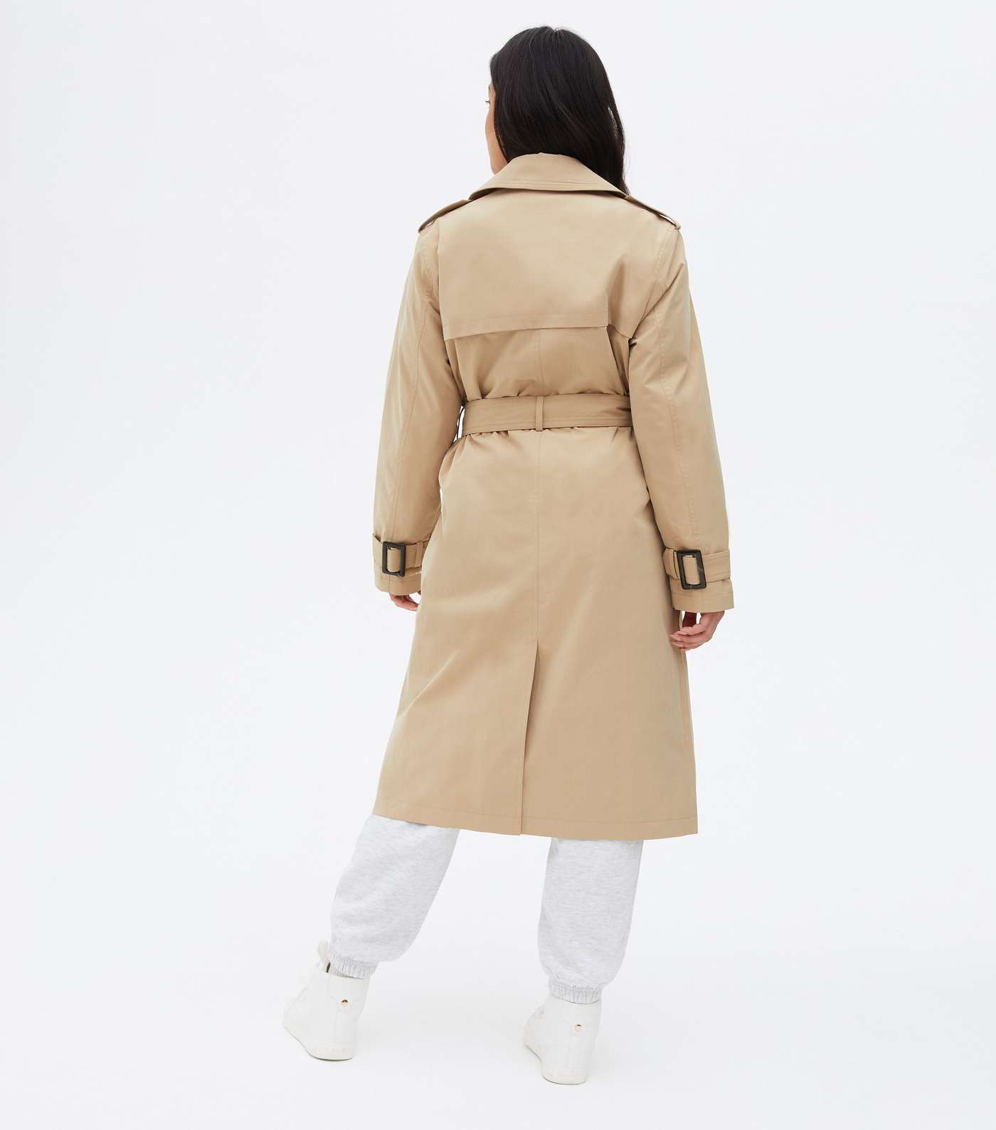 Petite Stone Puff Sleeve Belted Trench Coat Image 4