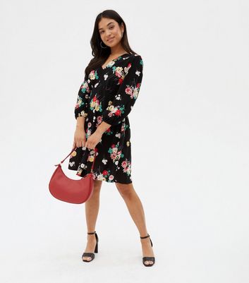 petite black floral dress