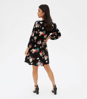 petite black floral dress