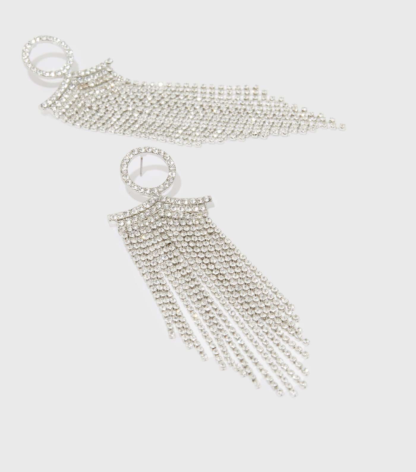 Little Mistress Silver Diamanté Tassel Earrings Image 2