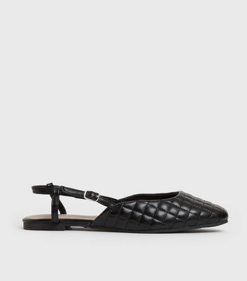 Black Quilted Slingback Ballet Pumps New Look Vegan