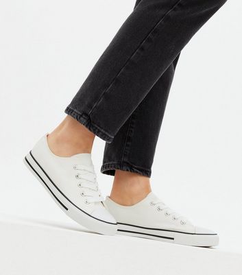 White trainers sales black stripe