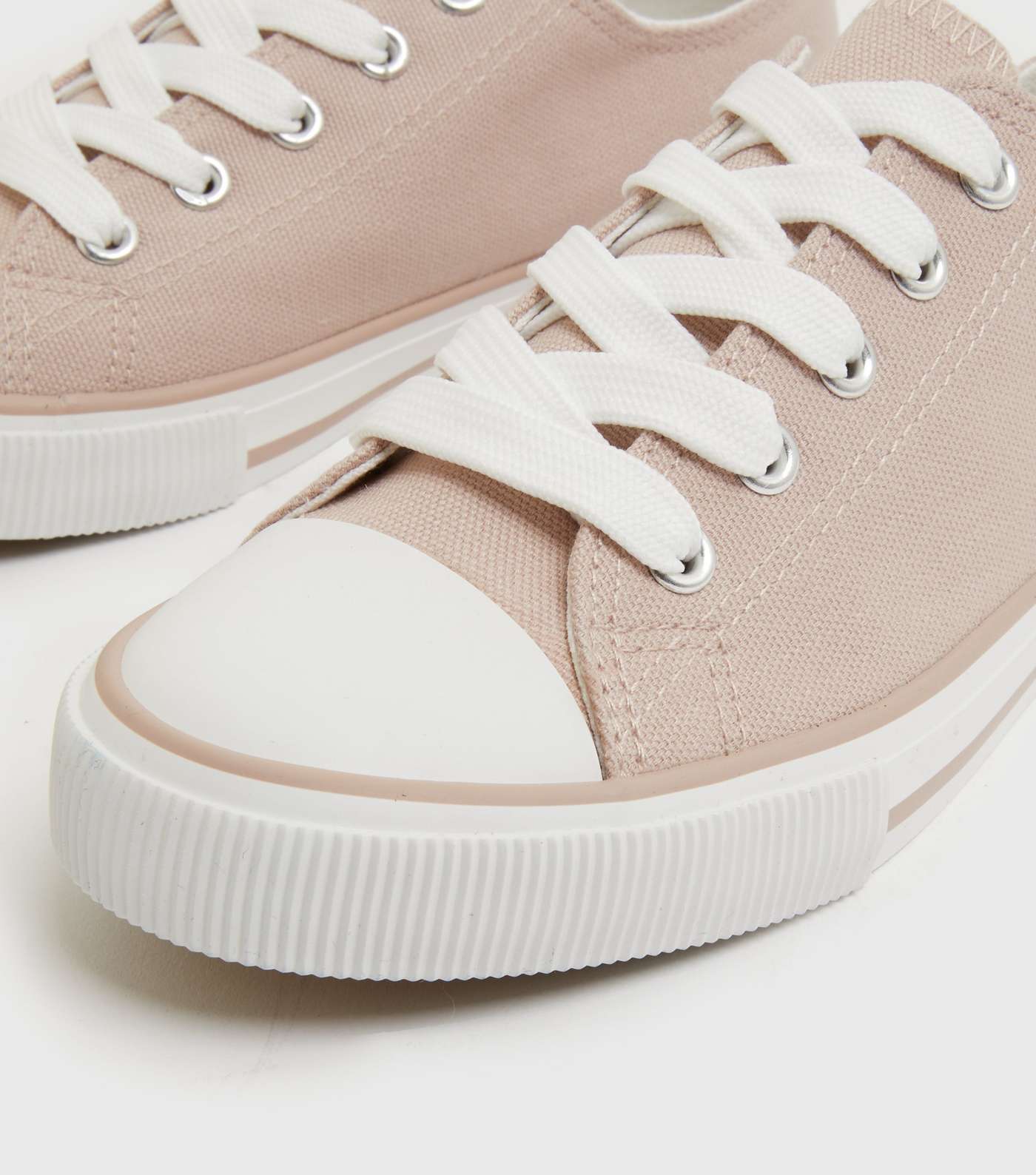 Pale Pink Stripe Canvas Lace Up Trainers Image 4