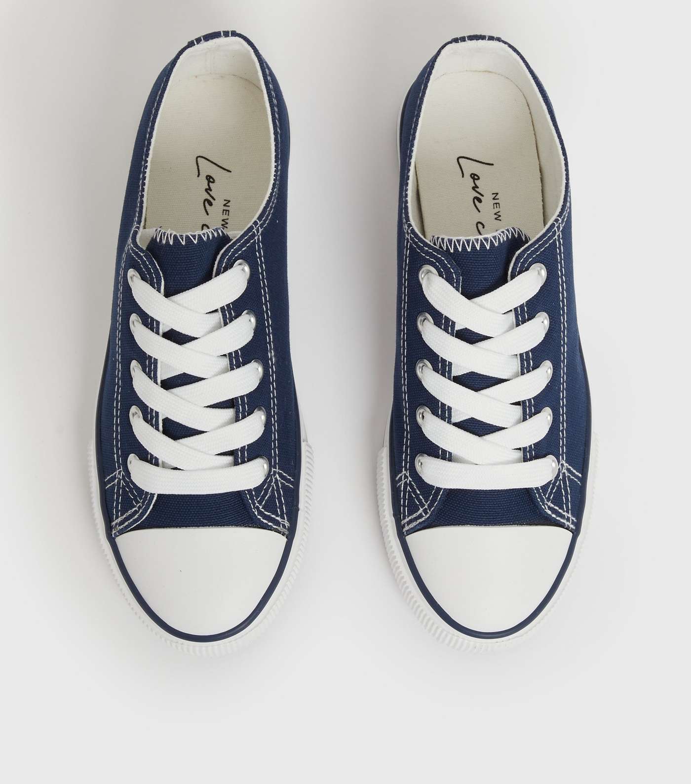 Navy Stripe Canvas Lace Up Trainers Image 3