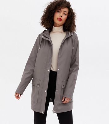 Tall Dark Grey Hooded Long Anorak New Look