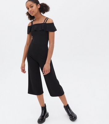 black jumpsuit cold shoulder