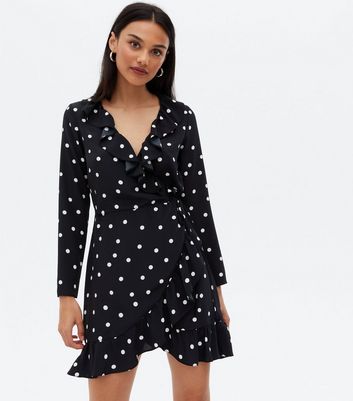 New look polka dot wrap dress best sale