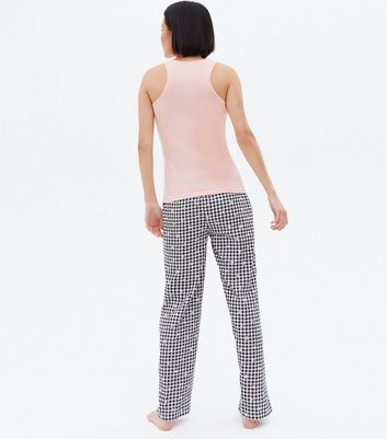 Damen Bekleidung Pink Floral Gingham Wide Leg Trouser Pyjama Set