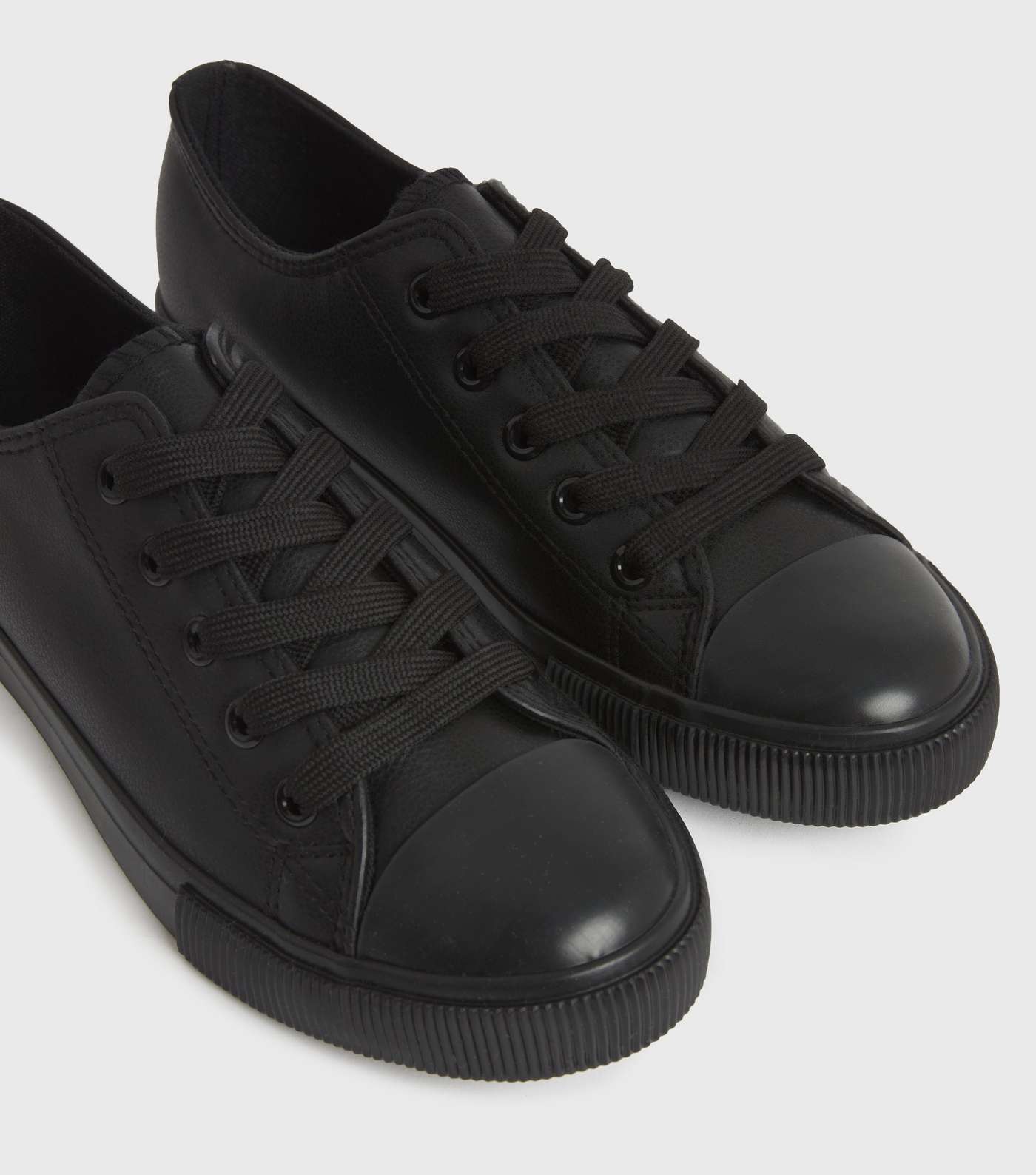 Black Round Toe Lace Up Trainers Image 4