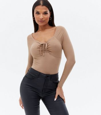 tan ribbed bodysuit