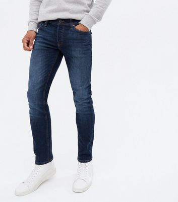 Jack & Jones Blue Dark Wash Skinny Stretch Jeans