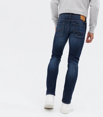 Jack & Jones Blue Dark Wash Skinny Stretch Jeans