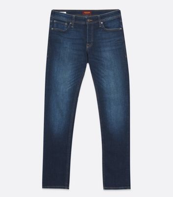 Jack & Jones Blue Dark Wash Skinny Stretch Jeans