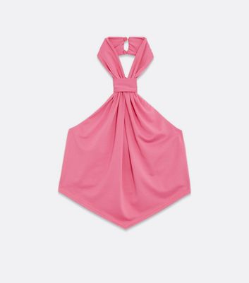 Damen Bekleidung Bright Pink Soft Jersey Halter Neck Top