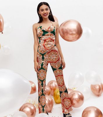 Multicoloured Paisley Satin Flared 