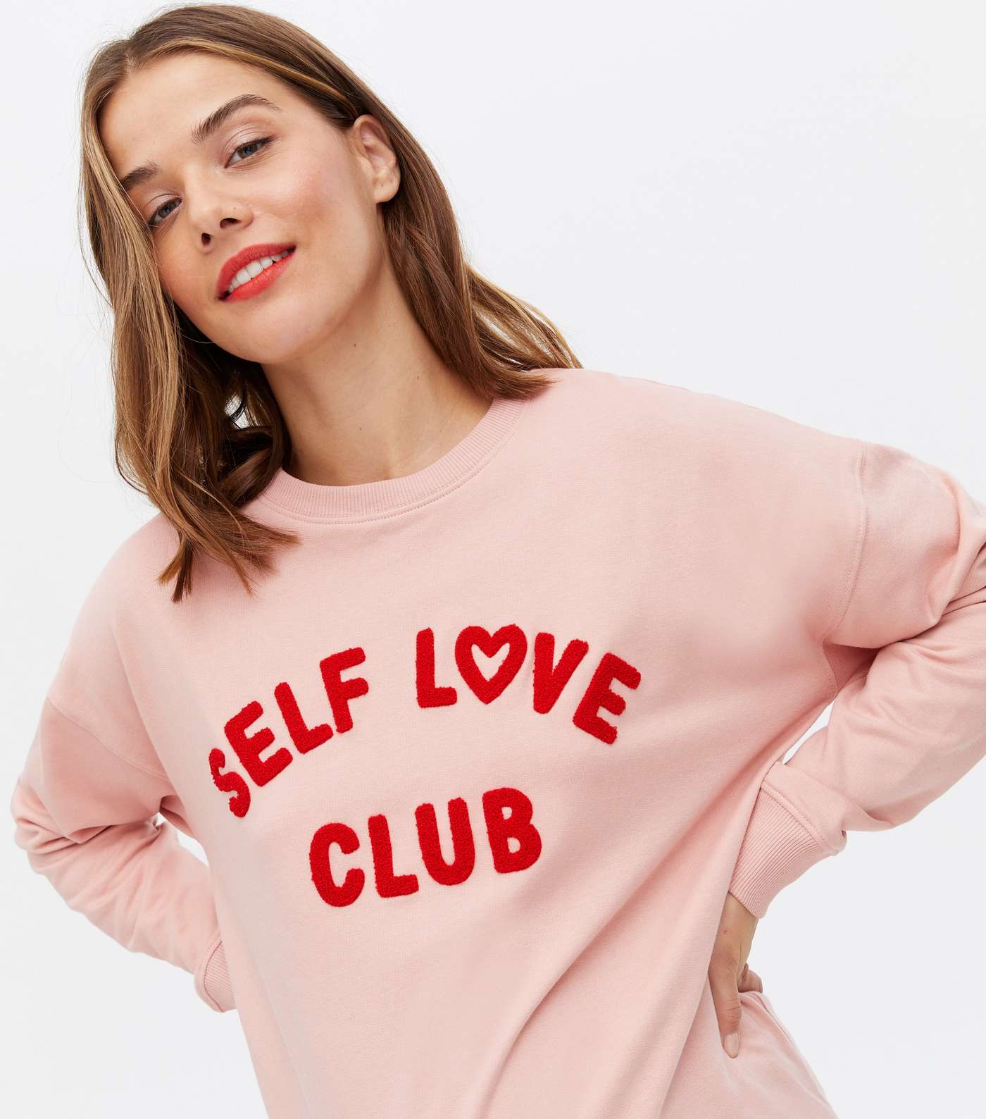 Maternity Pink Self Love Club Heart Logo Sweatshirt