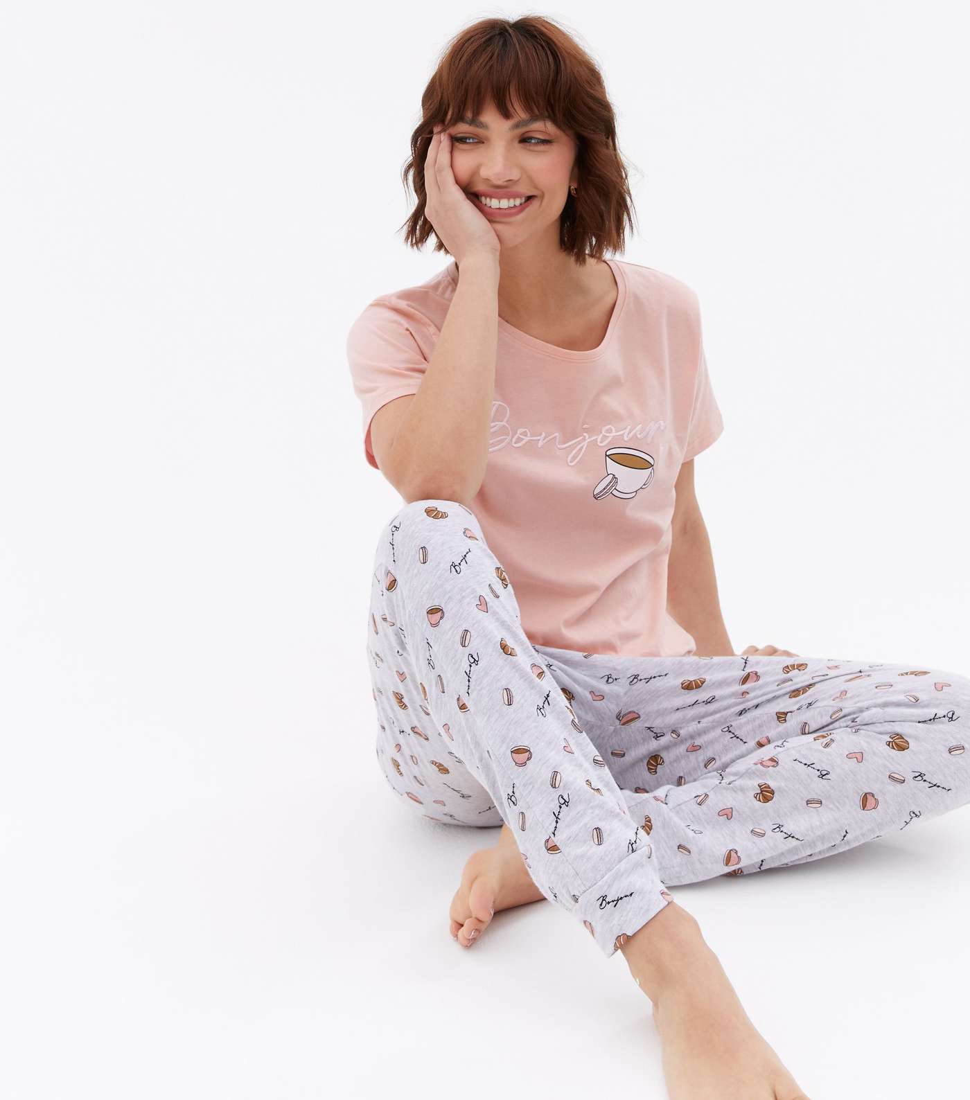 Pink Jogger Pyjama Set with Bonjour Logo