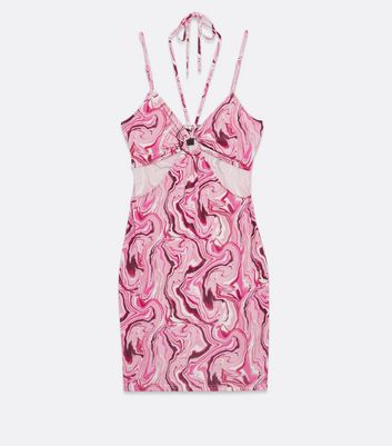 pink marble cut out dress