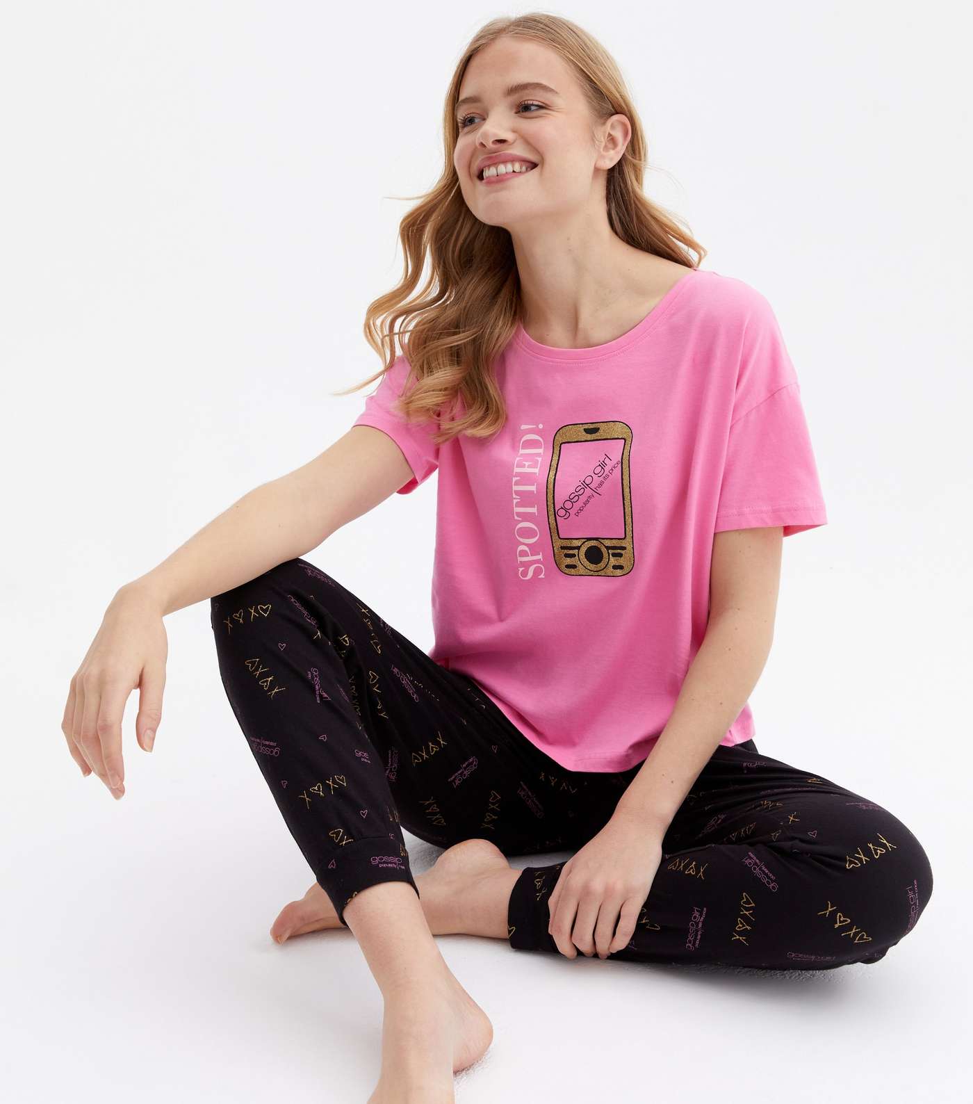 Pink Jogger Pyjama Set with Gossip Girl Logo