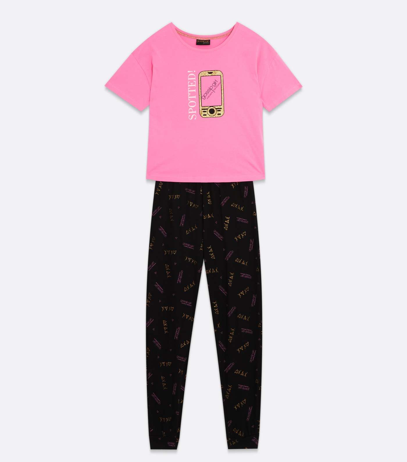 Pink Jogger Pyjama Set with Gossip Girl Logo Image 5