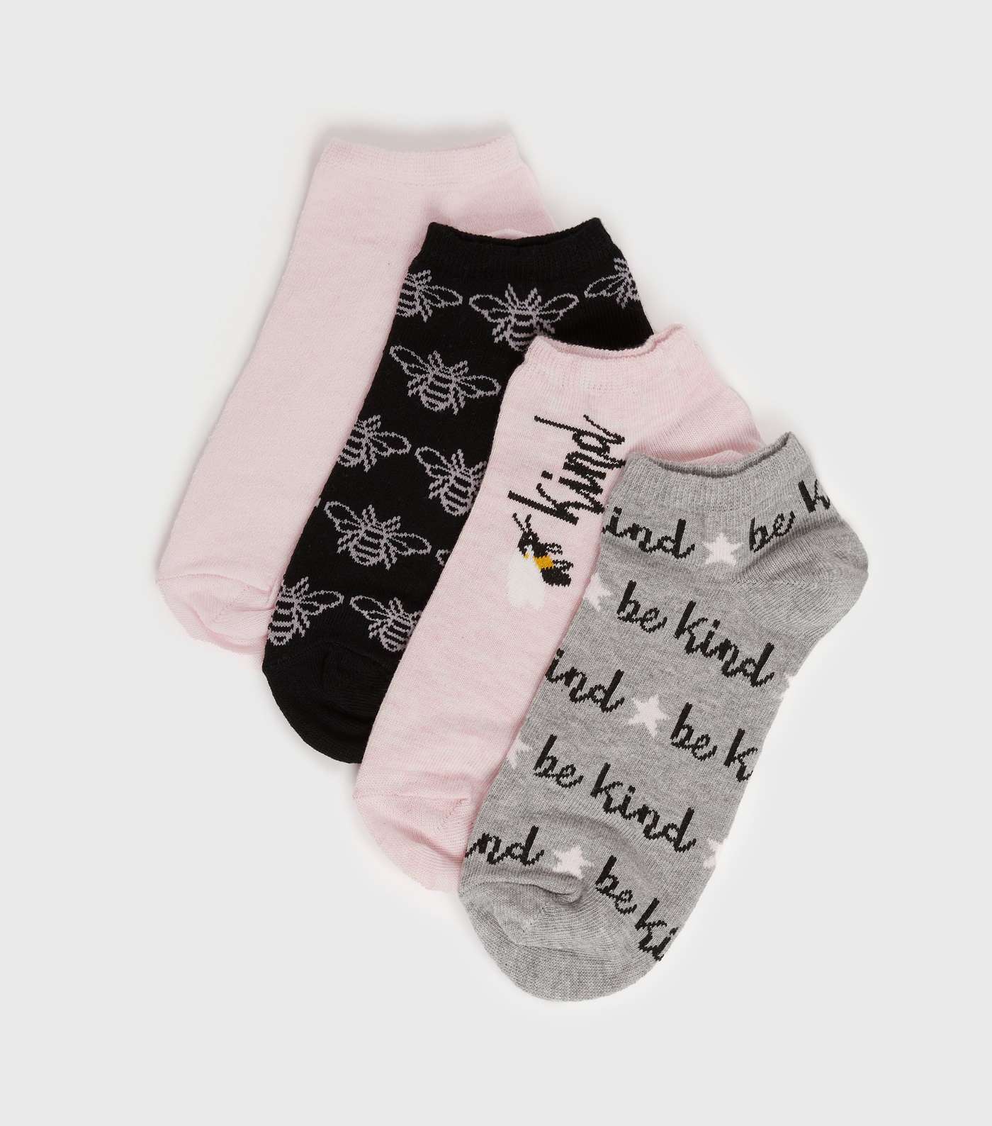 4 Pack Pink Black and Grey Bee Trainer Socks