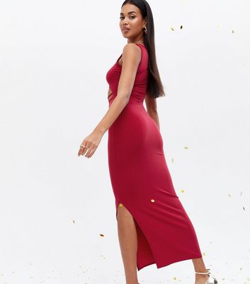 Red slinky clearance midi dress