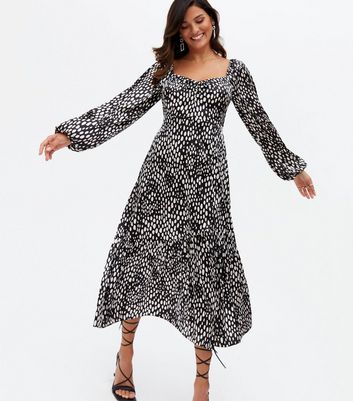 Click to view product details and reviews for Black Animal Print Satin Tie Back Midi Dress New Look.