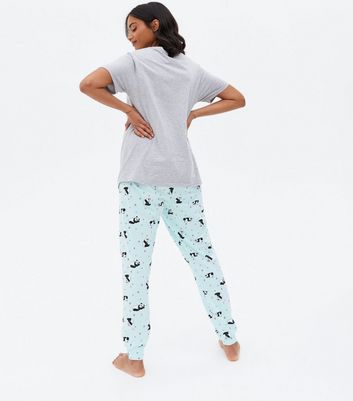 Womens Clothing Nightwear and sleepwear Pyjamas New Look Cotton Maternity jogger Pyjama Set With Panda Logo in Light Grey Grey 