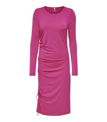 Click to view product details and reviews for Jdy Mid Pink Jersey Ruched Long Sleeve Midi Dress New Look.