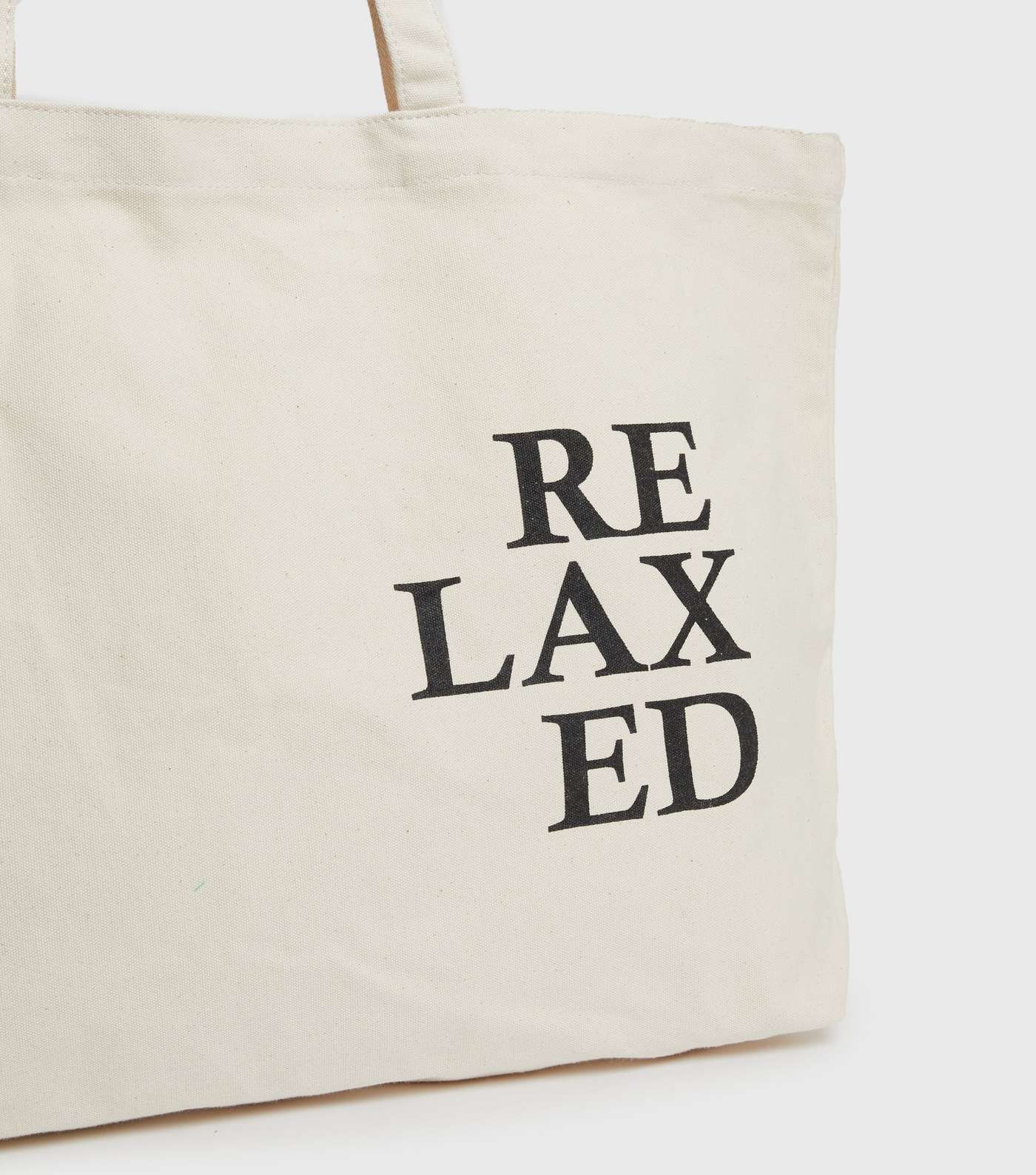 PIECES Off White Relaxed Logo Canvas Tote Bag Image 4
