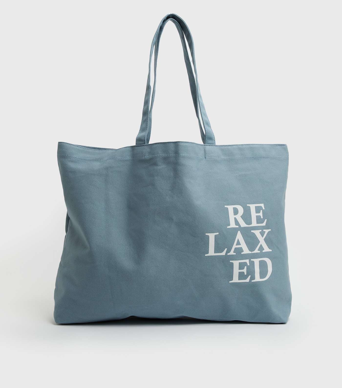 PIECES Bright Blue Relaxed Logo Canvas Tote Bag