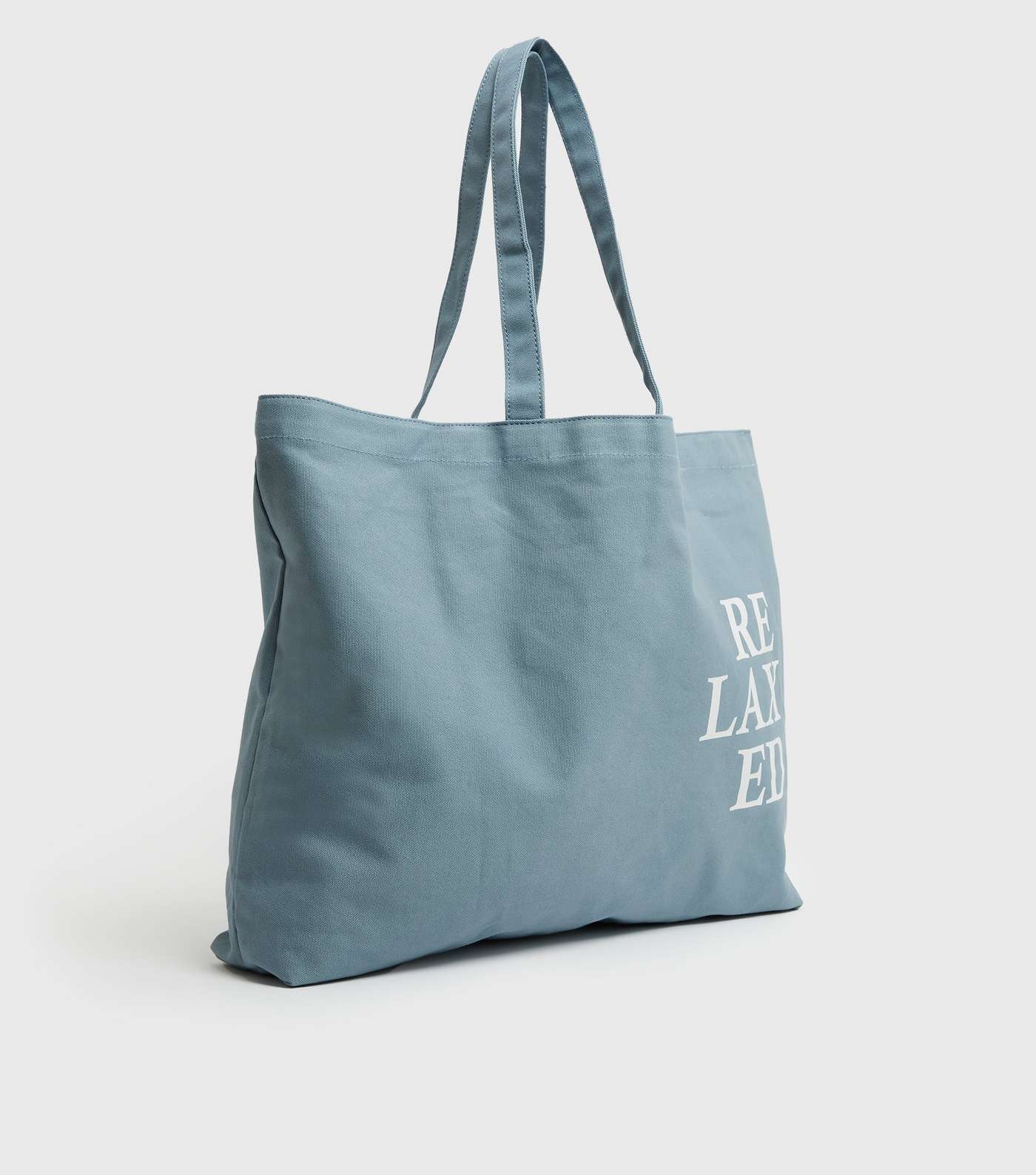 PIECES Bright Blue Relaxed Logo Canvas Tote Bag Image 3