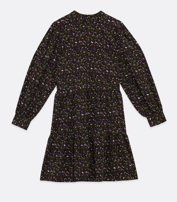 Vero Moda Black Ditsy Floral High Neck Mini Dress New Look