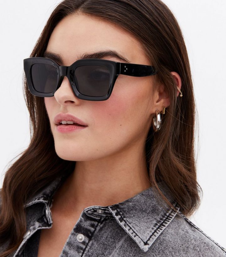 Womens Black Rectangle Sunglasses | estudioespositoymiguel.com.ar