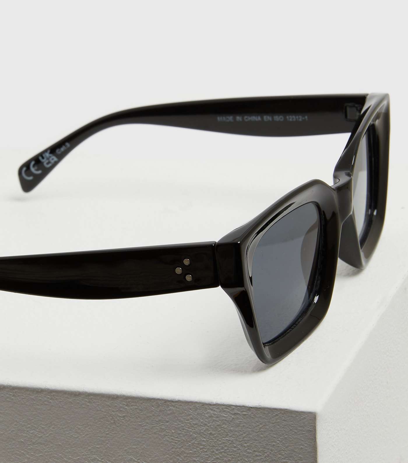 Black Chunky Rectangle Sunglasses Image 3