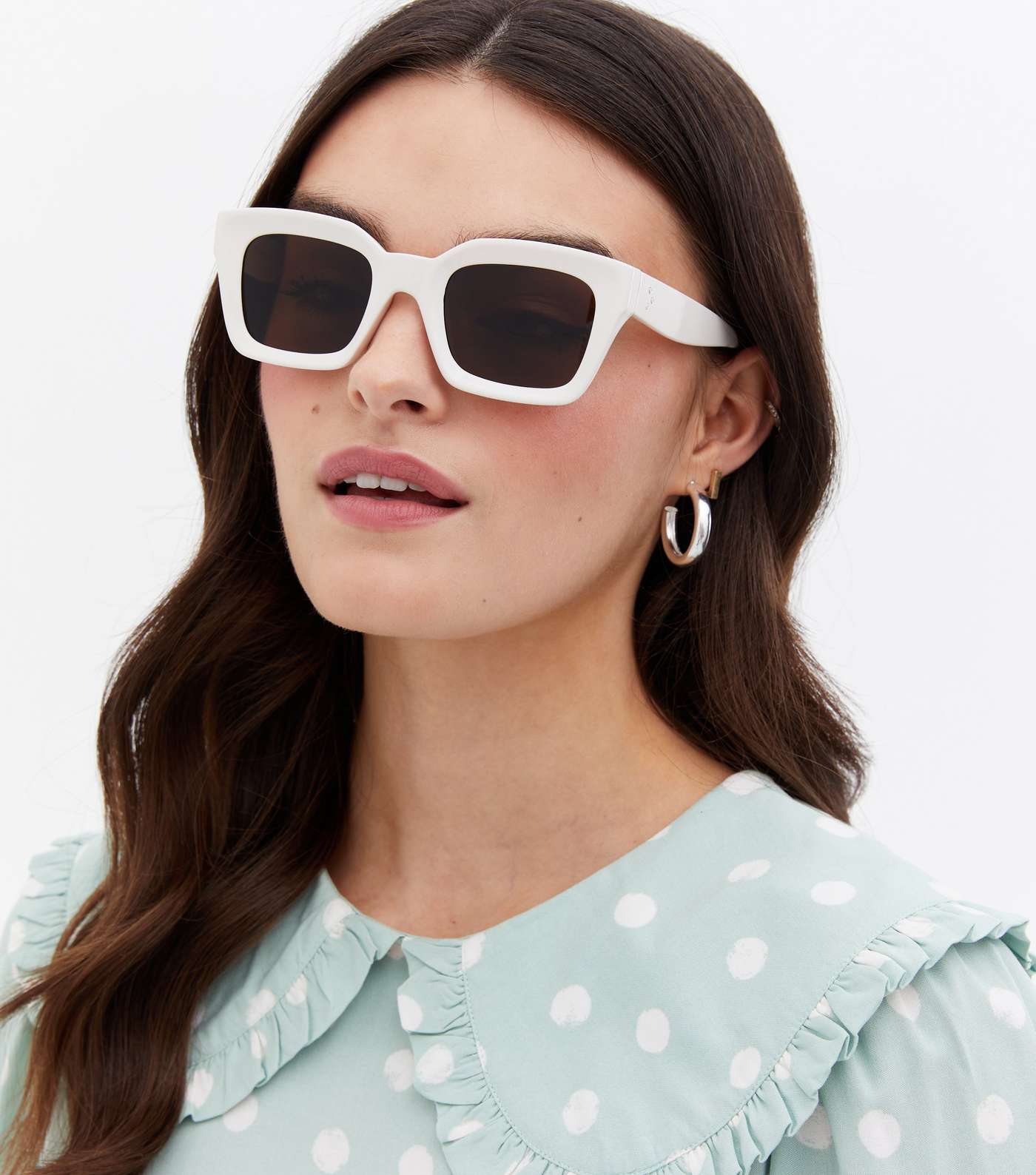 Cream Chunky Rectangle Sunglasses