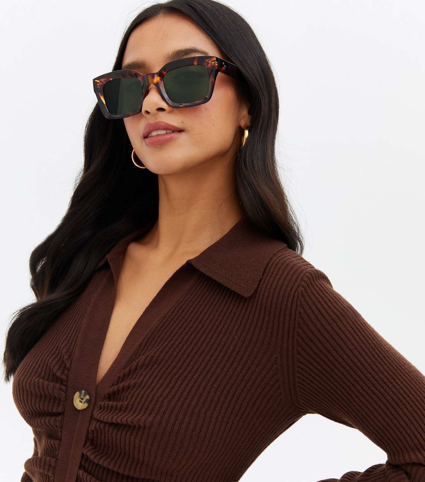 Dark Brown Chunky Rectangle Sunglasses