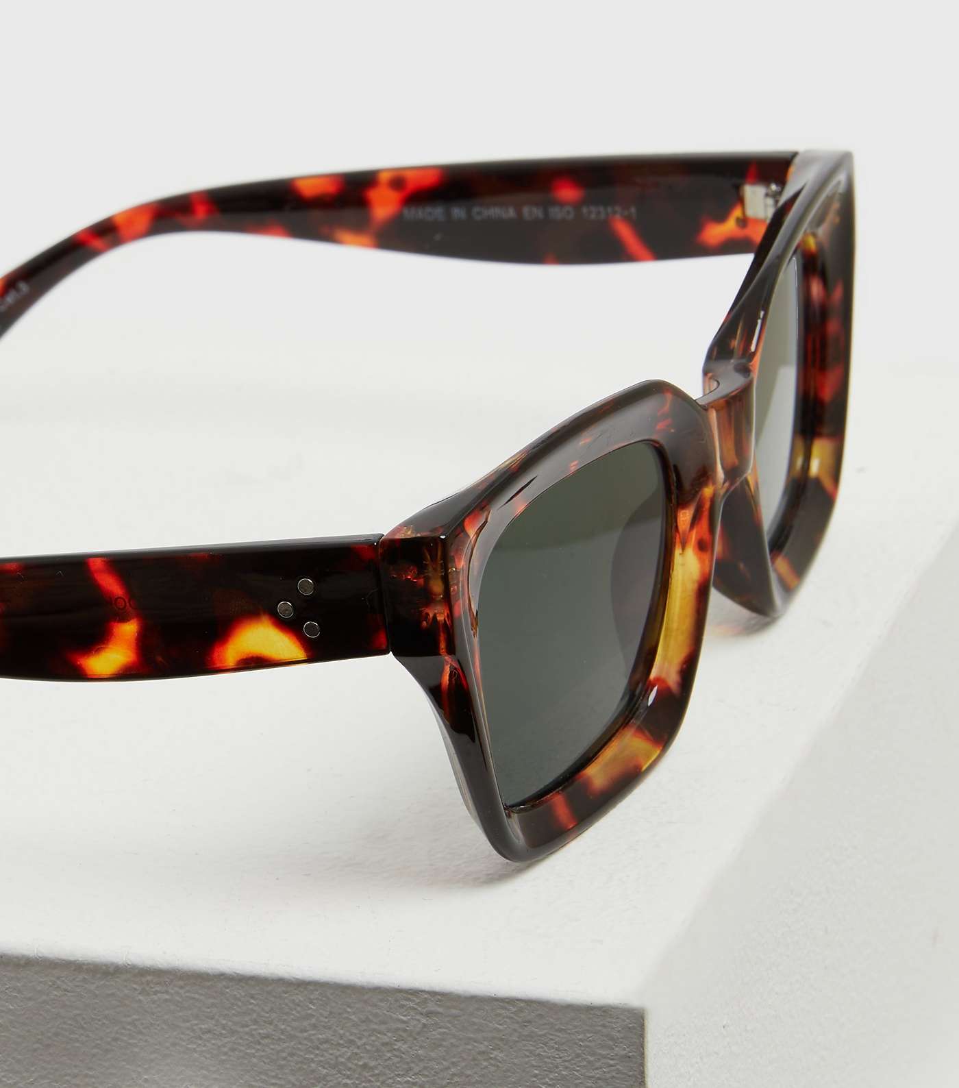 Dark Brown Chunky Rectangle Sunglasses Image 3
