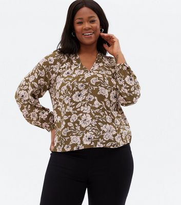 Vero Moda Brown Floral V Neck Blouse 