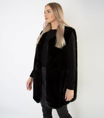 gini london black faux fur hooded jacket