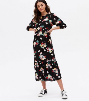 New look black store dress with flowers