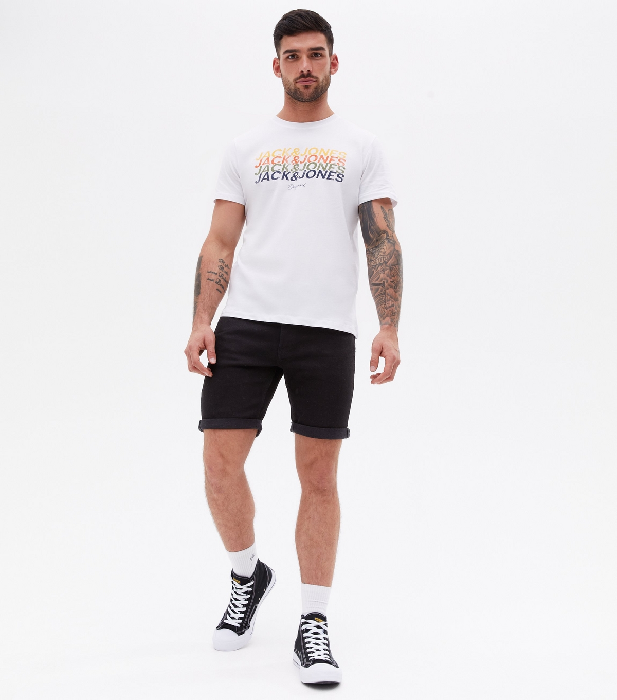 Men's Black Turn Up Shorts Jack & Jones New Look