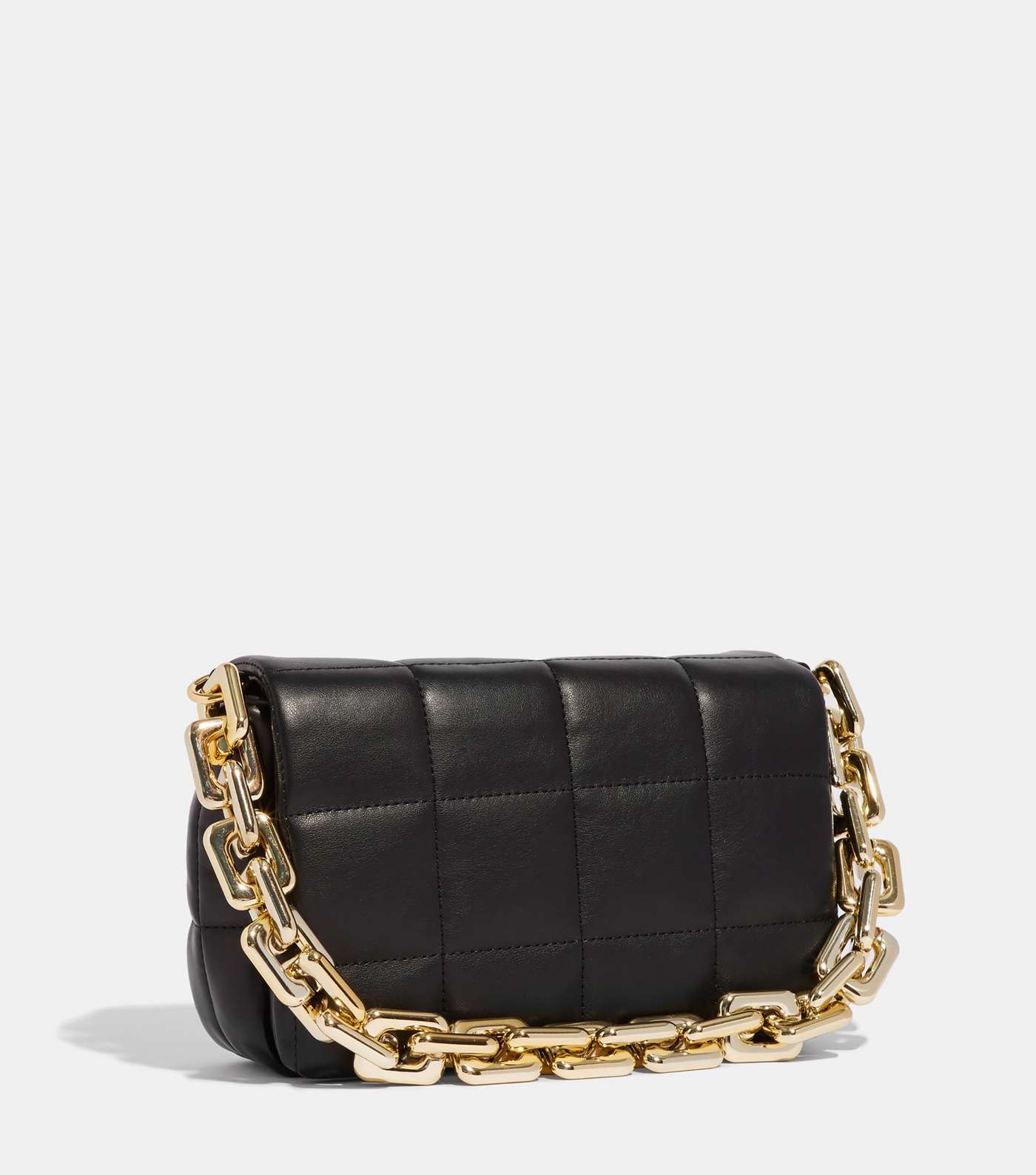 Skinnydip Black Leather-Look Quilted Chain Shoulder Bag Image 2