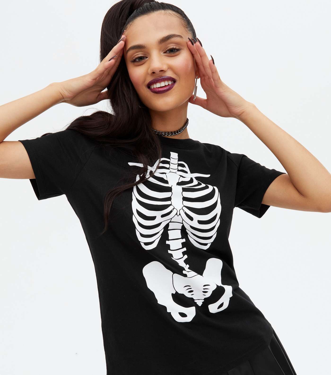 Black Skeleton Crew Neck T-Shirt