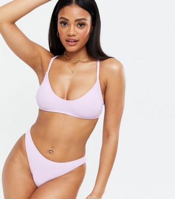 Click to view product details and reviews for Lilac Textured Scoop Neck Bikini Top New Look.