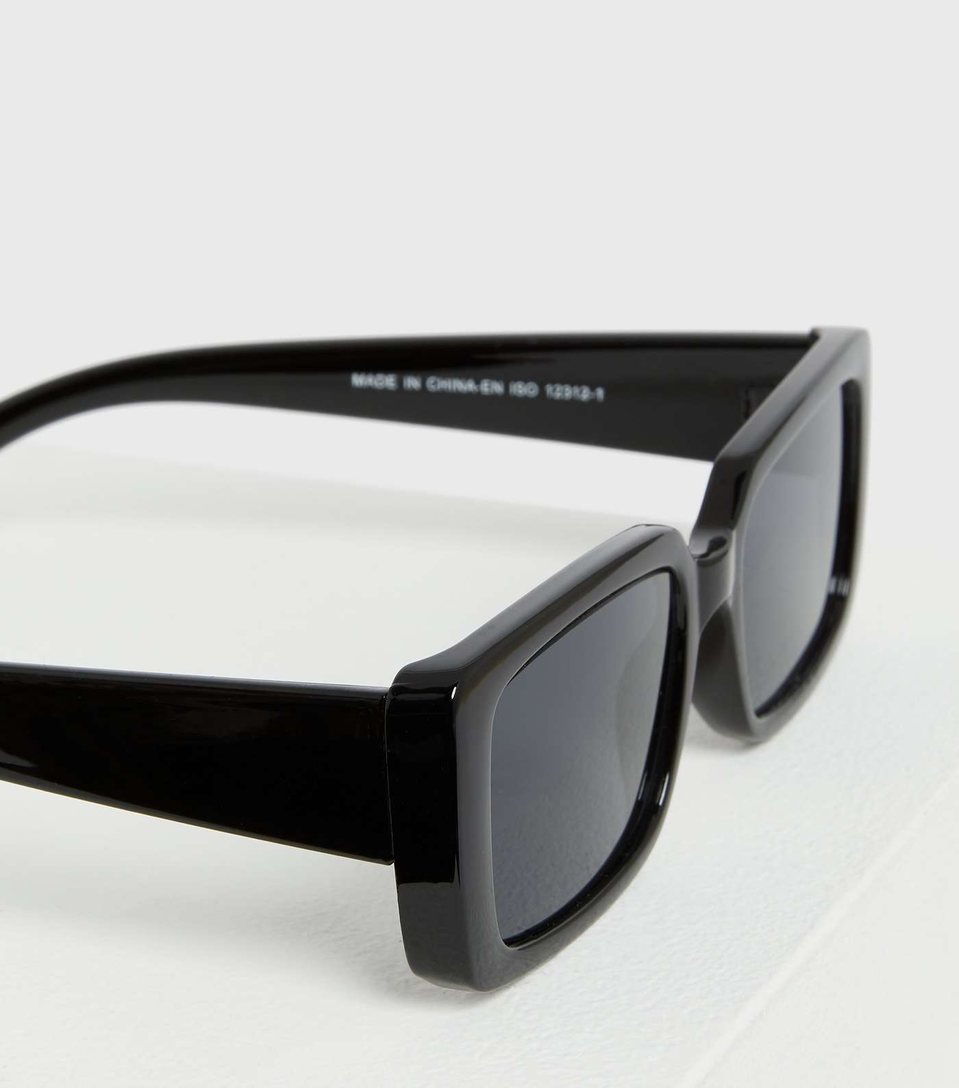 Black Slim Rectangle Frame Sunglasses Image 3