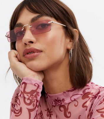 Pink 2025 rectangle sunglasses